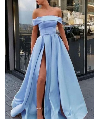 Women's Off Shoulder Prom Dresses Long Ball Gown Slit Backless Formal Evening Gown Party Dress with Pockets Purple $40.85 Dre...