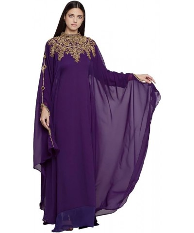 Women Kaftan Farasha Long Maxi Dress Long Sleeves Ethnic, Bridal, Evening, Party, Dress with Free Scarf Purple $33.52 Dresses