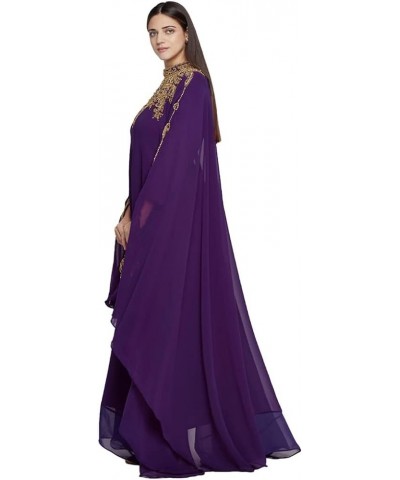 Women Kaftan Farasha Long Maxi Dress Long Sleeves Ethnic, Bridal, Evening, Party, Dress with Free Scarf Purple $33.52 Dresses