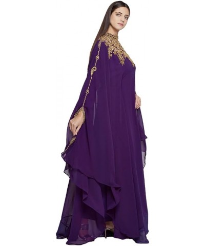 Women Kaftan Farasha Long Maxi Dress Long Sleeves Ethnic, Bridal, Evening, Party, Dress with Free Scarf Purple $33.52 Dresses