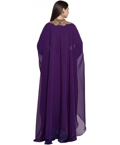 Women Kaftan Farasha Long Maxi Dress Long Sleeves Ethnic, Bridal, Evening, Party, Dress with Free Scarf Purple $33.52 Dresses