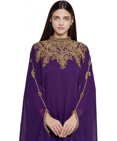 Women Kaftan Farasha Long Maxi Dress Long Sleeves Ethnic, Bridal, Evening, Party, Dress with Free Scarf Purple $33.52 Dresses