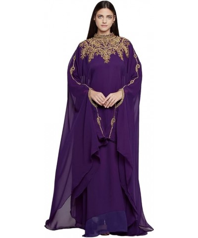 Women Kaftan Farasha Long Maxi Dress Long Sleeves Ethnic, Bridal, Evening, Party, Dress with Free Scarf Purple $33.52 Dresses