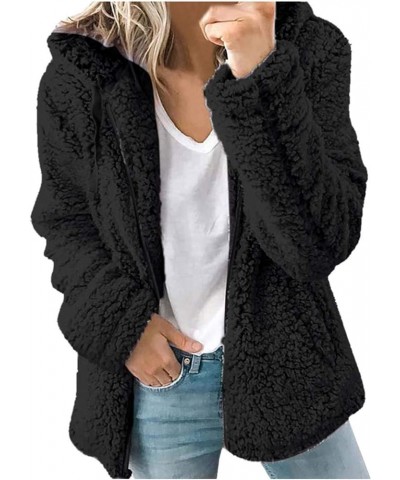 Womens Oversized Hoodies Fleece Sweatshirts Long Sleeve Warm Winter Zip-Up Fluffy Outwear Jacket with Pockets Black 3 $12.48 ...