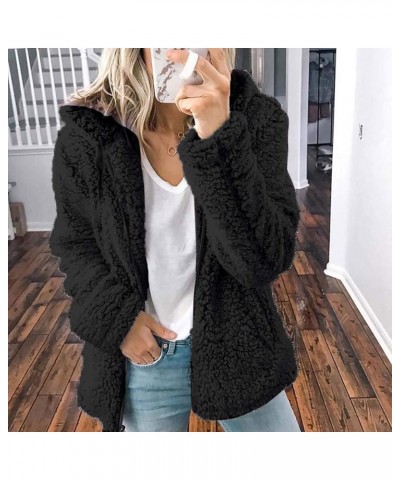 Womens Oversized Hoodies Fleece Sweatshirts Long Sleeve Warm Winter Zip-Up Fluffy Outwear Jacket with Pockets Black 3 $12.48 ...