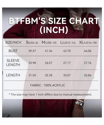 Women Fashion Sweater Short Dress Long Sleeve Turtleneck Oversized Fall Winter Soft Chunky Knit Pullover Sweaters Tassel Wine...