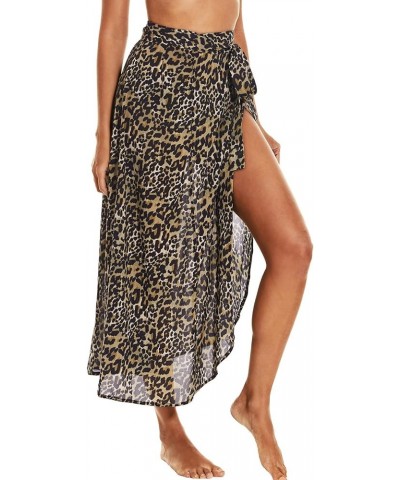 Women's Swimwear Cover Up Tie Waist Split Wrap Skirt Beach Sarong Swimsuit (Reg & Plus Sizes) Leopard $14.57 Swimsuits