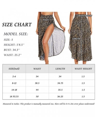 Women's Swimwear Cover Up Tie Waist Split Wrap Skirt Beach Sarong Swimsuit (Reg & Plus Sizes) Leopard $14.57 Swimsuits