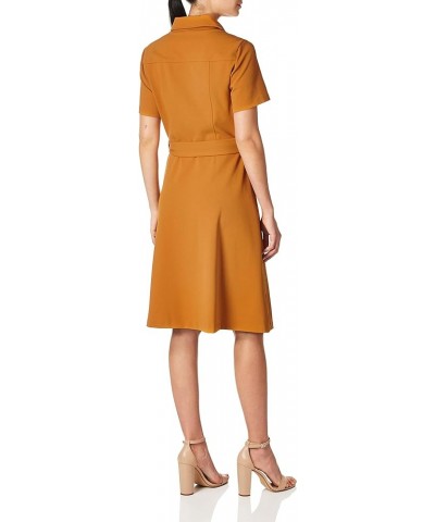 Women's Collared Button-up Midi Dress with Waist Tie Amber $31.45 Dresses