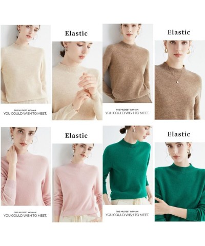 Cashmere Sweaters for Women, Pure Wool Semi-Turtleneck Crew Neck Sweaters, Long Sleeve Pullover Cashmere Sweater C $16.52 Swe...