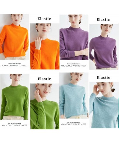 Cashmere Sweaters for Women, Pure Wool Semi-Turtleneck Crew Neck Sweaters, Long Sleeve Pullover Cashmere Sweater C $16.52 Swe...