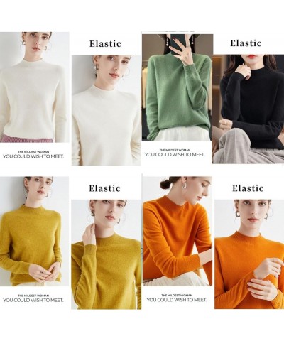 Cashmere Sweaters for Women, Pure Wool Semi-Turtleneck Crew Neck Sweaters, Long Sleeve Pullover Cashmere Sweater C $16.52 Swe...