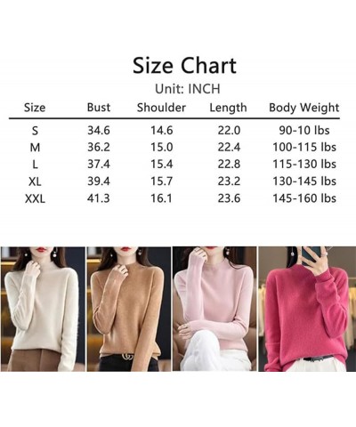 Cashmere Sweaters for Women, Pure Wool Semi-Turtleneck Crew Neck Sweaters, Long Sleeve Pullover Cashmere Sweater C $16.52 Swe...