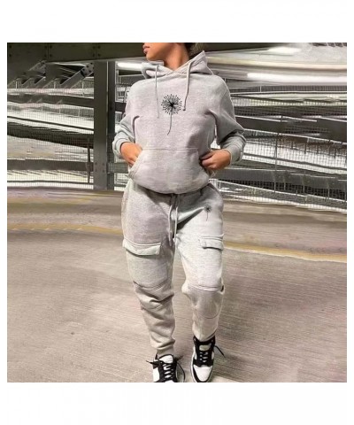 Womens 2 Piece Outfits Lounge Hoodie Sweatsuit Sets Tracksuit 2023 Fall Fashion Sweatshirt Sweatpants with Pockets 07-grey $9...