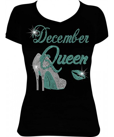 Birthday Queen Month Birthday Bling Rhinestone Shirt December-blue Zircon $13.33 T-Shirts