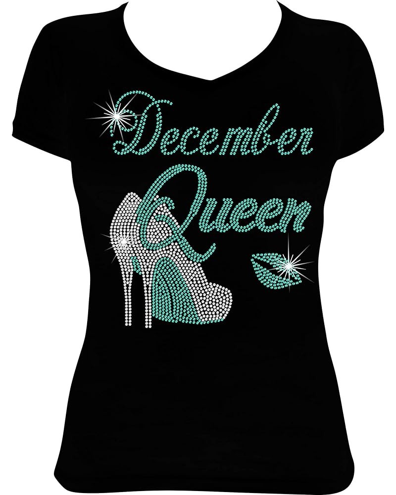 Birthday Queen Month Birthday Bling Rhinestone Shirt December-blue Zircon $13.33 T-Shirts