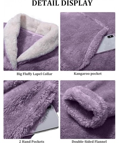 Women' s Fluffy Fleece Pajamas Set Winter 2 Piece Plush Pullover and Pants Loungewear Sleepwear with Pockets 01purple $12.59 ...