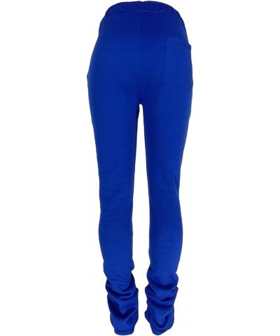 Women Stacked Flared Long Pants Thick Warm Lined Sweatpants Jogger Y2K Pants for Winter XS-3XL Blue $11.44 Pants