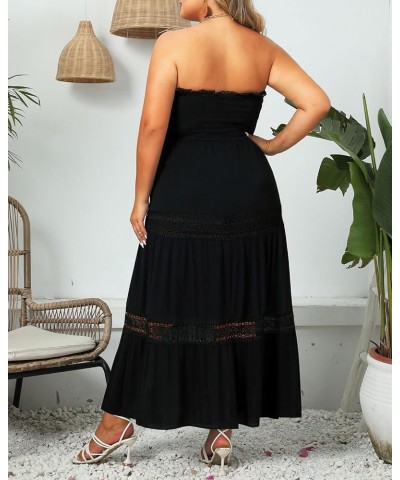 Women's Summer Strapless Maxi Dress Plus Size Casual Tube Top Beach Long Bohemian Smocked Sundress Black $26.94 Dresses