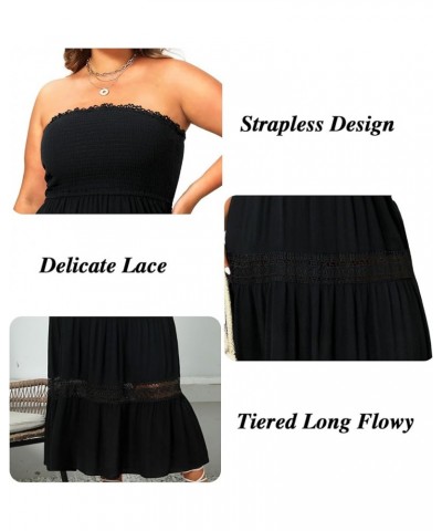 Women's Summer Strapless Maxi Dress Plus Size Casual Tube Top Beach Long Bohemian Smocked Sundress Black $26.94 Dresses