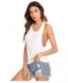 Women's Sleeveless Flowy Loose Fit Racerback Yoga Workout Tank Top White $8.15 Activewear