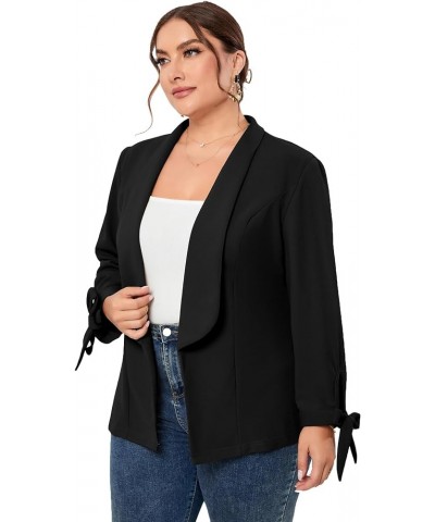 Women's Plus Size Casual Loose Blazers Long Sleeve Open Front Work Office Jacket Black $12.25 Blazers