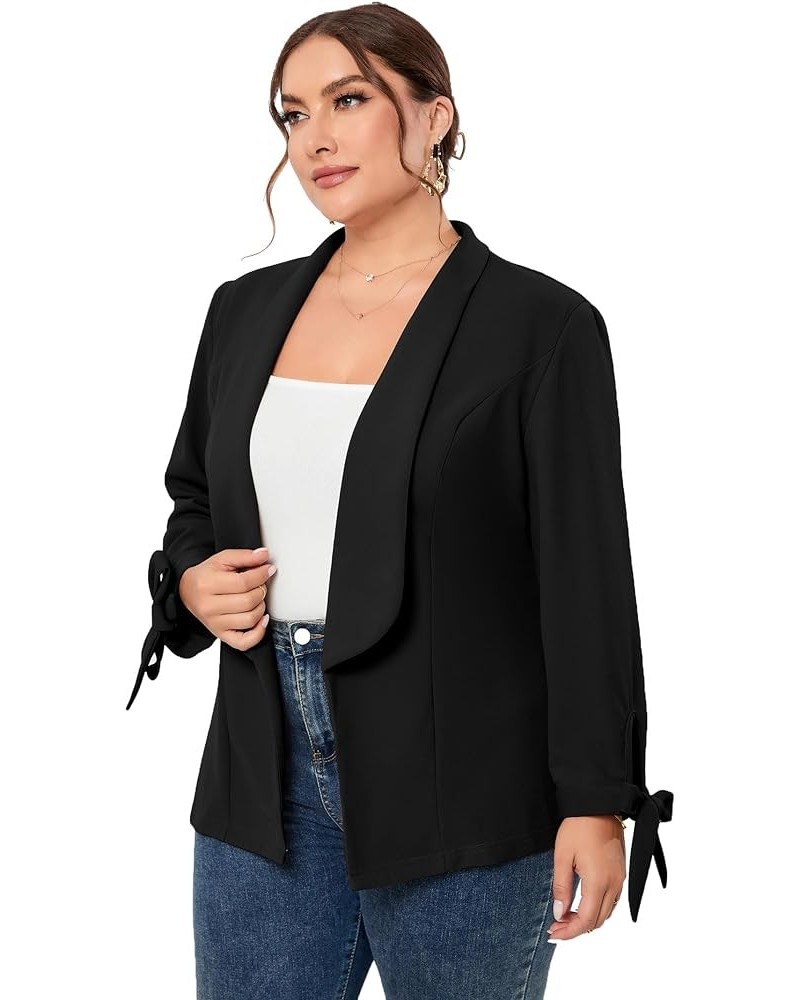 Women's Plus Size Casual Loose Blazers Long Sleeve Open Front Work Office Jacket Black $12.25 Blazers