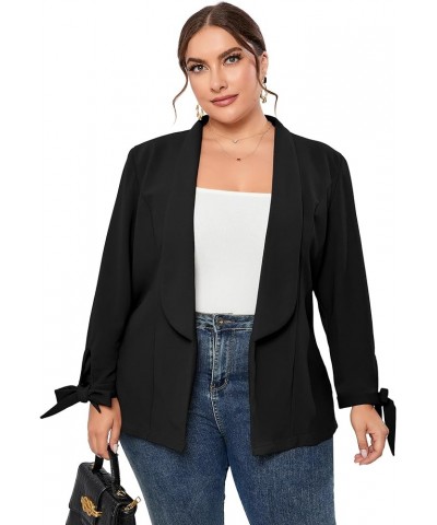 Women's Plus Size Casual Loose Blazers Long Sleeve Open Front Work Office Jacket Black $12.25 Blazers