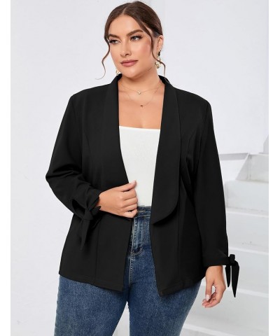 Women's Plus Size Casual Loose Blazers Long Sleeve Open Front Work Office Jacket Black $12.25 Blazers