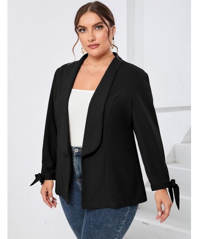 Women's Plus Size Casual Loose Blazers Long Sleeve Open Front Work Office Jacket Black $12.25 Blazers