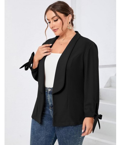 Women's Plus Size Casual Loose Blazers Long Sleeve Open Front Work Office Jacket Black $12.25 Blazers