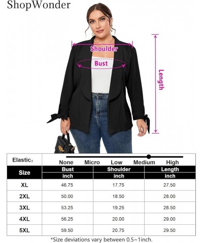 Women's Plus Size Casual Loose Blazers Long Sleeve Open Front Work Office Jacket Black $12.25 Blazers