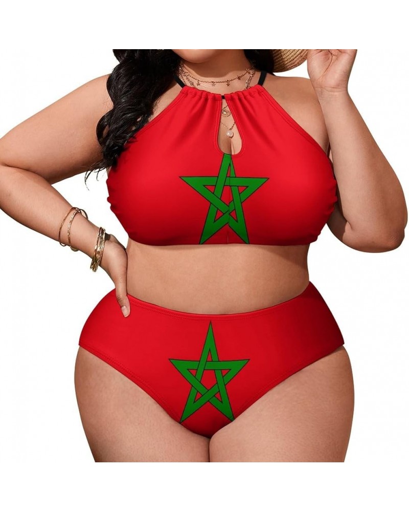 Flag Bikini Sets Swimsuits Plus Size for Women Two Piece Swimwear Slimming Bathing Suits Beachwear Morocco_flag $20.34 Swimsuits