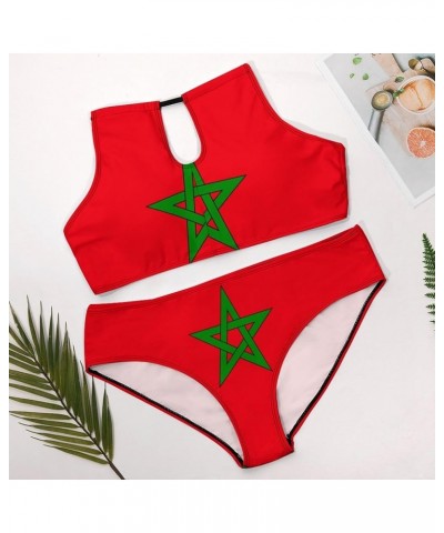 Flag Bikini Sets Swimsuits Plus Size for Women Two Piece Swimwear Slimming Bathing Suits Beachwear Morocco_flag $20.34 Swimsuits