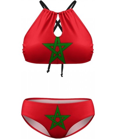 Flag Bikini Sets Swimsuits Plus Size for Women Two Piece Swimwear Slimming Bathing Suits Beachwear Morocco_flag $20.34 Swimsuits