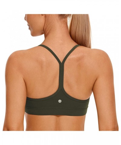 Butterluxe Womens Y Back Sports Bra - Padded Racerback Low Impact Spaghetti Thin Strap Workout Yoga Bra Olive Green $14.85 Li...