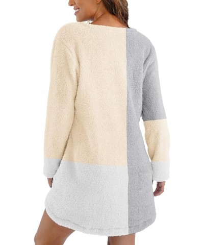 Womens Fleece Tunic Pullover Long Sherpa Dress Color Block Fuzzy Sweatshirts Oversized Fluffy Coat with Pockets Beige $10.12 ...