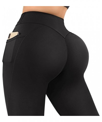 Women Butt Lifting Capri Leggings with Pockets 7/8 Length Twist High Waisted Yoga Pants 7 Crossover Black $15.63 Activewear