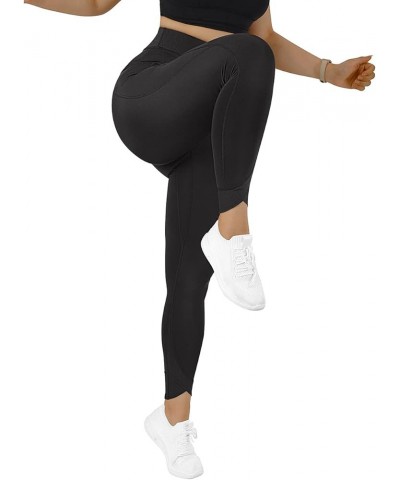 Women Butt Lifting Capri Leggings with Pockets 7/8 Length Twist High Waisted Yoga Pants 7 Crossover Black $15.63 Activewear