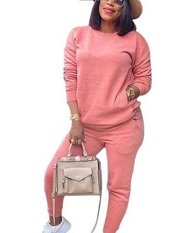 2 Piece Outfits Womens Set Sweatsuit Lounge Long Sleeve Shirts Jogger Sweatpant Set Tracksuit Workout Set 9282-pink $15.99 Ac...