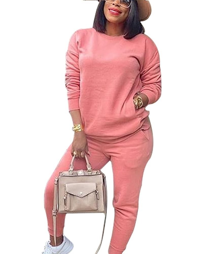 2 Piece Outfits Womens Set Sweatsuit Lounge Long Sleeve Shirts Jogger Sweatpant Set Tracksuit Workout Set 9282-pink $15.99 Ac...