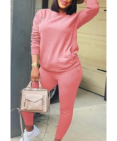 2 Piece Outfits Womens Set Sweatsuit Lounge Long Sleeve Shirts Jogger Sweatpant Set Tracksuit Workout Set 9282-pink $15.99 Ac...