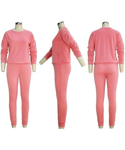 2 Piece Outfits Womens Set Sweatsuit Lounge Long Sleeve Shirts Jogger Sweatpant Set Tracksuit Workout Set 9282-pink $15.99 Ac...