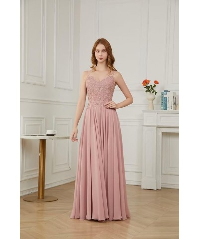 V-Neck Bridesmaid Dresses for Women 2024 Lace Appliques Chiffon Prom Dress Formal Evening Party Gowns Plum $33.79 Dresses