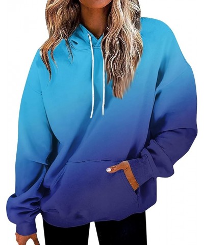 ADHOWBEW Oversized Hoodie for Women 2024 Cute Casual Graphic Long Sleeve Sweatshirt Pullover B-blue $12.38 Activewear