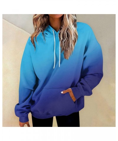 ADHOWBEW Oversized Hoodie for Women 2024 Cute Casual Graphic Long Sleeve Sweatshirt Pullover B-blue $12.38 Activewear