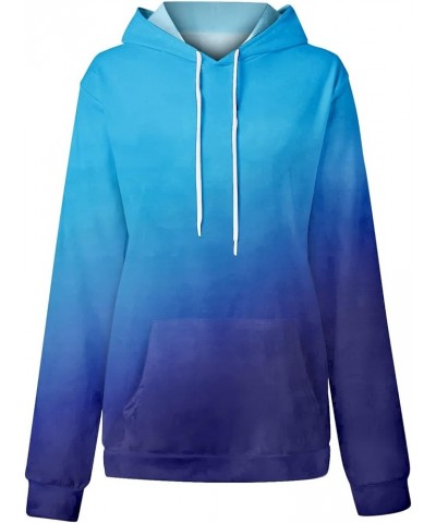 ADHOWBEW Oversized Hoodie for Women 2024 Cute Casual Graphic Long Sleeve Sweatshirt Pullover B-blue $12.38 Activewear