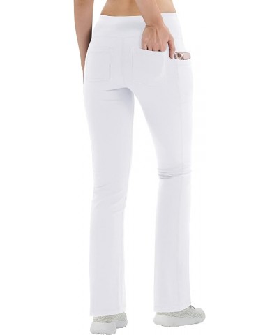 Women Yoga Dress Pants Stretchy Bootcut High Waist Straightleg Workout Office Slacks with Pockets Bootleg Flare Pants White $...