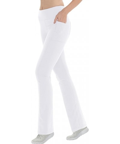 Women Yoga Dress Pants Stretchy Bootcut High Waist Straightleg Workout Office Slacks with Pockets Bootleg Flare Pants White $...