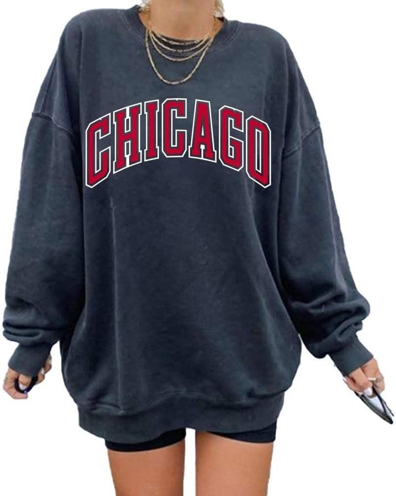 Women's Oversized Sweatshirt Los Angeles California Crewneck Long Sleeve Casual Loose Pullover Tops 9 Navy $16.20 Hoodies & S...